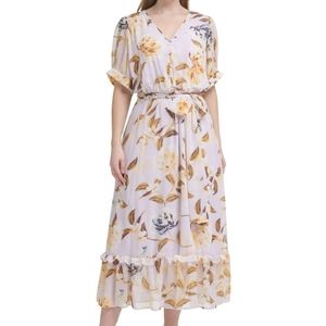 Calvin Klein Floral Maxi Dress - Cream and Yellow